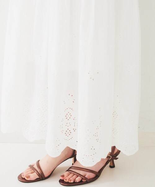 UNTITLED（アンタイトル）の「【セットアップ可/コットン100】スカラップ刺繍スカート（スカート・レディース・ホワイト/ブラック・42/44/46/48/00/01/02/03/04）」の16枚目の写真