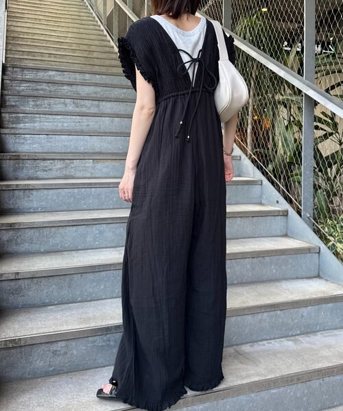 セール】【India】ガーゼシャーリングオールインワン（サロペット