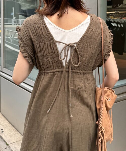 CIAOPANIC TYPY(チャオパニックティピー)の「【India】ガーゼシャーリングオールインワン(サロペット/オーバーオール・レディース・キャメル/カーキ/ブラック・MEDIUM/SMALL)」の17枚目の写真