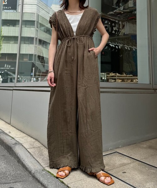 India】ガーゼシャーリングオールインワン（サロペット/オーバーオール