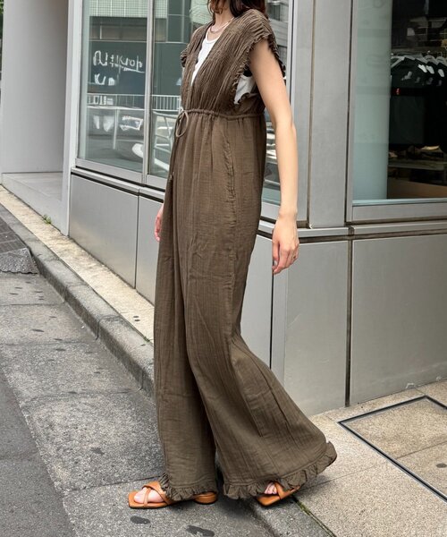 CIAOPANIC TYPY(チャオパニックティピー)の「【India】ガーゼシャーリングオールインワン(サロペット/オーバーオール・レディース・キャメル/カーキ/ブラック・MEDIUM/SMALL)」の22枚目の写真