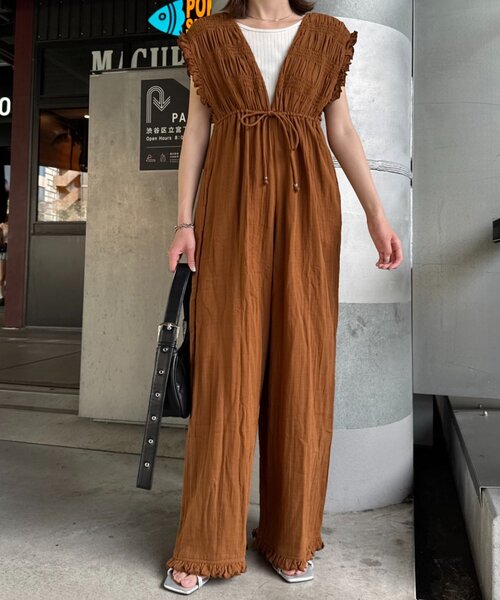 セール】【India】ガーゼシャーリングオールインワン（サロペット