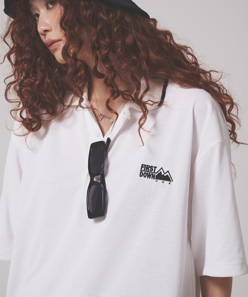 FIRST DOWN（ファーストダウン）の「リネンタッチ ショートスリーブ ロゴ  ポロシャツ（ポロシャツ・メンズ・ホワイト/ブラック・XL/L/M）」の5枚目の写真