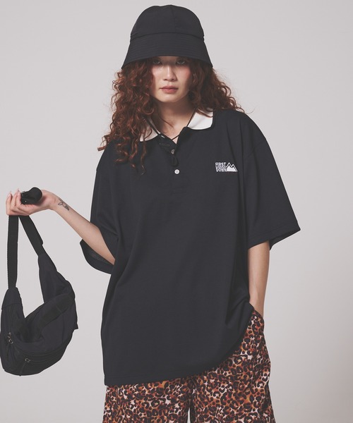 FIRST DOWN（ファーストダウン）の「リネンタッチ ショートスリーブ ロゴ  ポロシャツ（ポロシャツ・メンズ・ホワイト/ブラック・XL/L/M）」の9枚目の写真