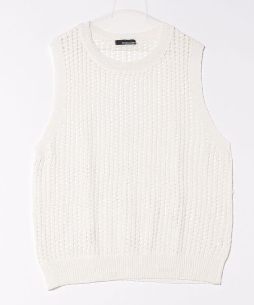 STYLE NUMBER（スタイルナンバー）の「【 STYLE NUMBER / スタイルナンバー  】 サマー ニット メッシュ ノースリーブ（タンクトップ・メンズ・ホワイト/ブラック・FREE）」の7枚目の写真