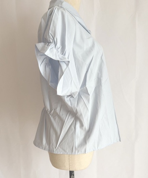 shoppinggo(ショッピングゴー)の「vネック ブラウス スキッパーブラウス オフィス(シャツ/ブラウス・レディース・ブルー/ホワイト・M)」の14枚目の写真