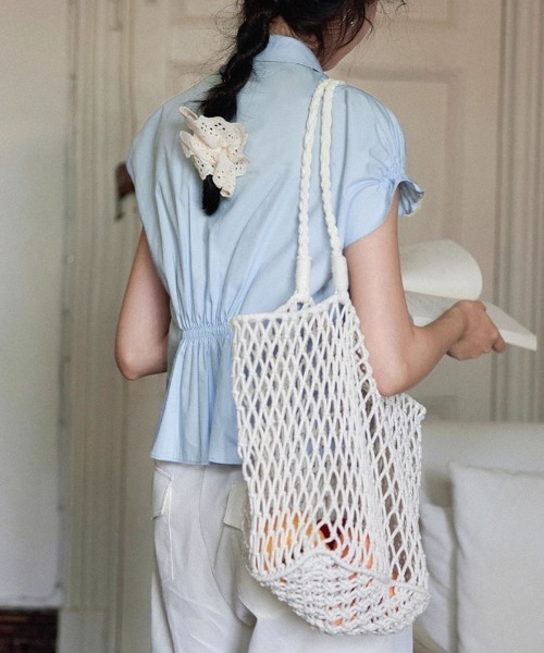 shoppinggo(ショッピングゴー)の「vネック ブラウス スキッパーブラウス オフィス(シャツ/ブラウス・レディース・ブルー/ホワイト・M)」の10枚目の写真