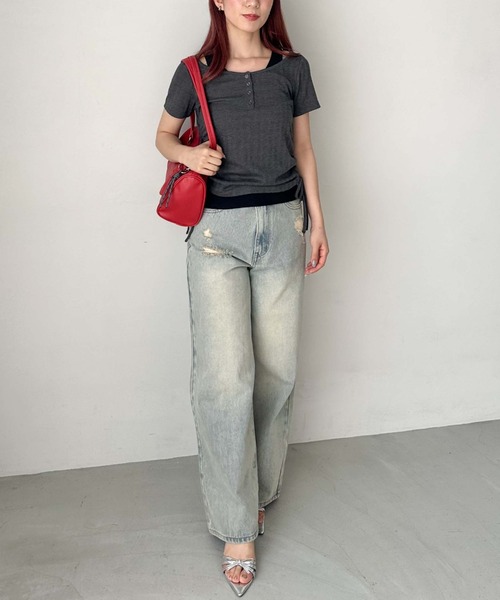 archives（アルシーヴ）の「レイヤード針抜きヘンリーＴＯＰＳ（Tシャツ/カットソー・レディース・ネイビー/イエロー/チャコールグレー・MEDIUM）」の17枚目の写真