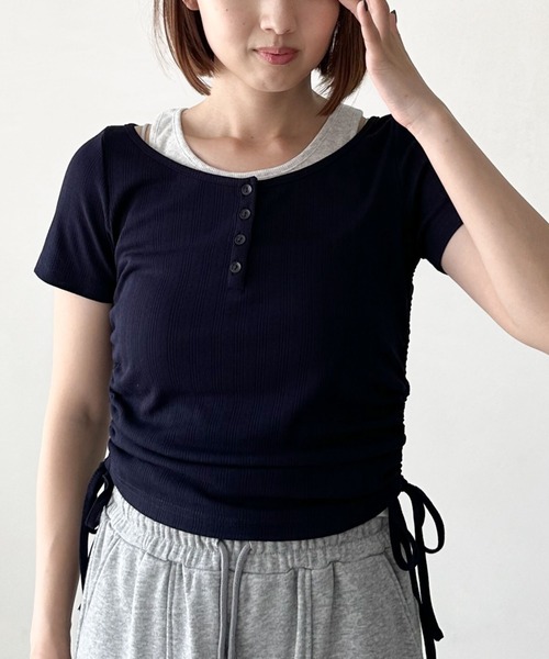 archives（アルシーヴ）の「レイヤード針抜きヘンリーＴＯＰＳ（Tシャツ/カットソー・レディース・ネイビー/イエロー/チャコールグレー・MEDIUM）」の22枚目の写真