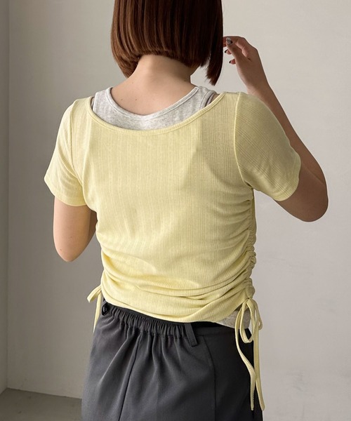 archives（アルシーヴ）の「レイヤード針抜きヘンリーＴＯＰＳ（Tシャツ/カットソー・レディース・ネイビー/イエロー/チャコールグレー・MEDIUM）」の7枚目の写真