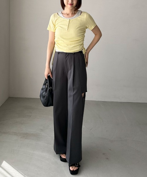 archives（アルシーヴ）の「レイヤード針抜きヘンリーＴＯＰＳ（Tシャツ/カットソー・レディース・ネイビー/イエロー/チャコールグレー・MEDIUM）」の8枚目の写真