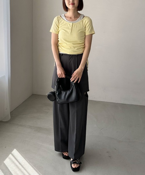 archives（アルシーヴ）の「レイヤード針抜きヘンリーＴＯＰＳ（Tシャツ/カットソー・レディース・ネイビー/イエロー/チャコールグレー・MEDIUM）」の10枚目の写真