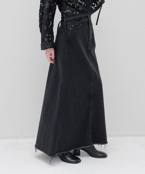 YANUK（ヤヌーク）の「YANUK / Maxi Aline Skirt Black(マキシAラインデニムスカート 57152310)（デニムスカート・レディース・ブラック・38/36）」の8枚目の写真