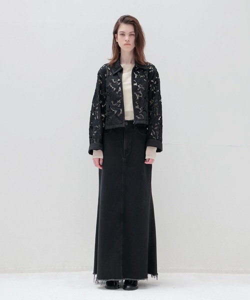 YANUK（ヤヌーク）の「YANUK / Maxi Aline Skirt Black(マキシAラインデニムスカート 57152310)（デニムスカート・レディース・ブラック・38/36）」の4枚目の写真