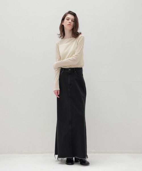 YANUK（ヤヌーク）の「YANUK / Maxi Aline Skirt Black(マキシAラインデニムスカート 57152310)（デニムスカート・レディース・ブラック・38/36）」の12枚目の写真