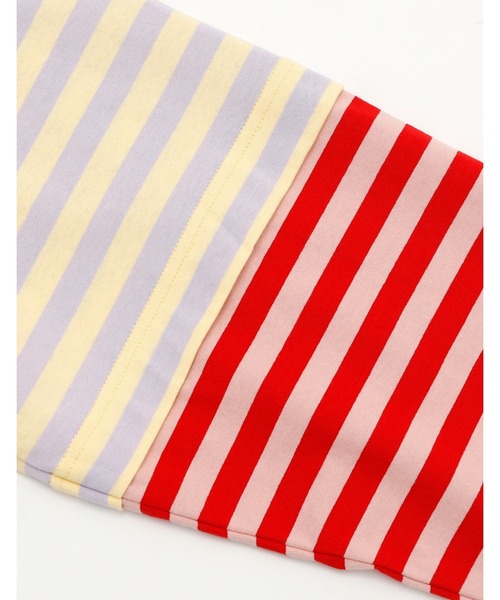 『little sunny bite』crazy stripe fake layered long tee