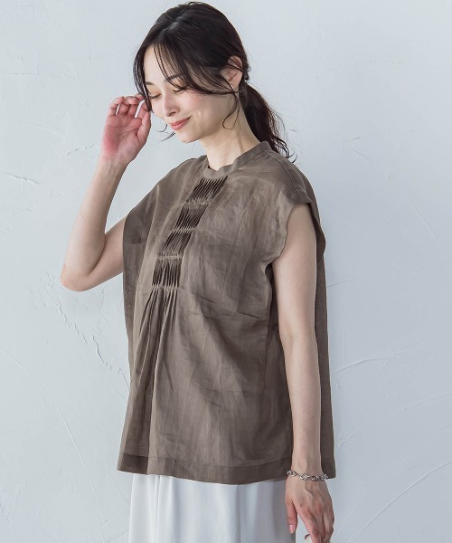 LAUTREAMONT(ロートレアモン)の「シアーリネンピンタックブラウス(シャツ/ブラウス・レディース・ホワイト/ブラウン/イエロー・9号)」の17枚目の写真