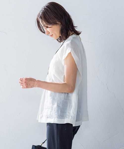 LAUTREAMONT(ロートレアモン)の「シアーリネンピンタックブラウス(シャツ/ブラウス・レディース・ホワイト/ブラウン/イエロー・9号)」の8枚目の写真
