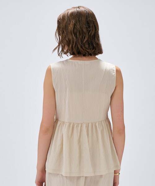 cloenc（クロエンス）の「【セットアップ／手洗い可】ストライプペプラムZIPジレ（シャツ/ブラウス・レディース・ブラック系2/ベージュ系その他6/アイボリー系2・02）」の7枚目の写真