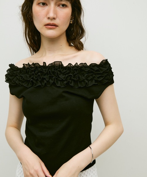 美品 ✨ room306comtemporary フリルトップス ノースリーブ room306 CONTEMPORARY / Satin Frill Tops