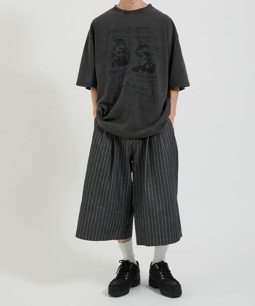 Perushu(ペルーシュ)スタッズ付きリジットデニム セール】クラッシュスタッズワイドルーズパンツ（デニムパンツ