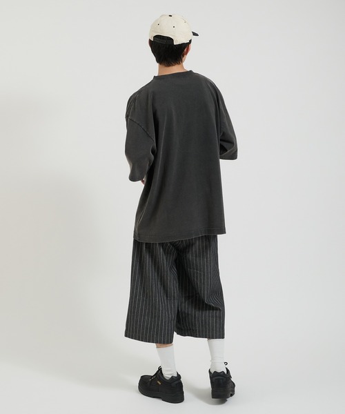 Perushu スタッズ付きダークデニムワイドパンツ セール】クラッシュスタッズワイドルーズパンツ（デニムパンツ