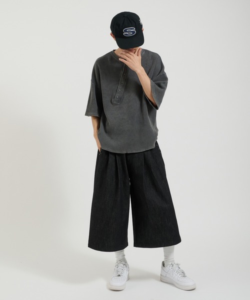 Perushu(ペルーシュ)の「スタッズデザイン ワイドハーフパンツ(デニムパンツ・メンズ・グレー/ブラック/インディゴブルー・MEDIUM/LARGE)」の11枚目の写真
