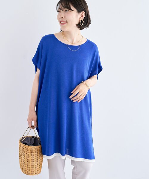 Green Parks(グリーンパークス)の「接触冷感ゆったりニットチュニック(チュニック・レディース・ブラック/ブルー/ライトグレー・FREE)」の12枚目の写真