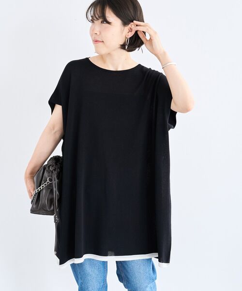 Green Parks(グリーンパークス)の「接触冷感ゆったりニットチュニック(チュニック・レディース・ブラック/ブルー/ライトグレー・FREE)」の13枚目の写真