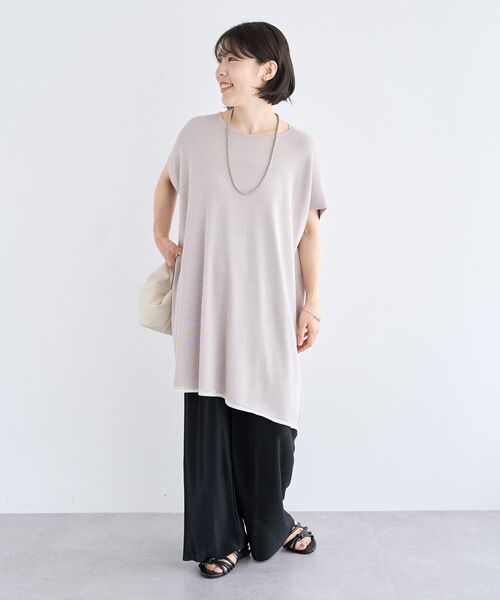 Green Parks(グリーンパークス)の「接触冷感ゆったりニットチュニック(チュニック・レディース・ブラック/ブルー/ライトグレー・FREE)」の14枚目の写真