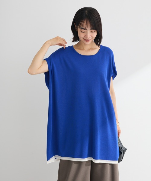 Green Parks(グリーンパークス)の「接触冷感ゆったりニットチュニック(チュニック・レディース・ブラック/ブルー/ライトグレー・FREE)」の1枚目の写真