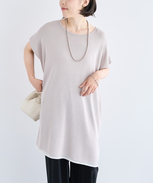 Green Parks(グリーンパークス)の「接触冷感ゆったりニットチュニック(チュニック・レディース・ブラック/ブルー/ライトグレー・FREE)」の3枚目の写真