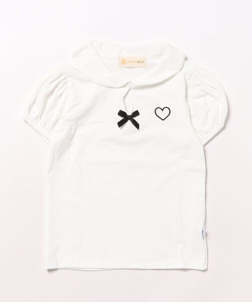 aimoha（アイモハ）の「【-aimoha-KIDS-】キッズ　リボン付きパフスリーブポロシャツ (SS)（ポロシャツ・キッズ・オフホワイト/グレー・110/100/90/140/130/120）」の4枚目の写真
