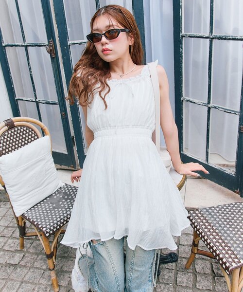 OLIVE des OLIVE（オリーブデオリーブ）の「チュニックワンピース（ワンピース・レディース・ブラック/サックスブルー/ホワイト/オフホワイト・FREE）」の2枚目の写真