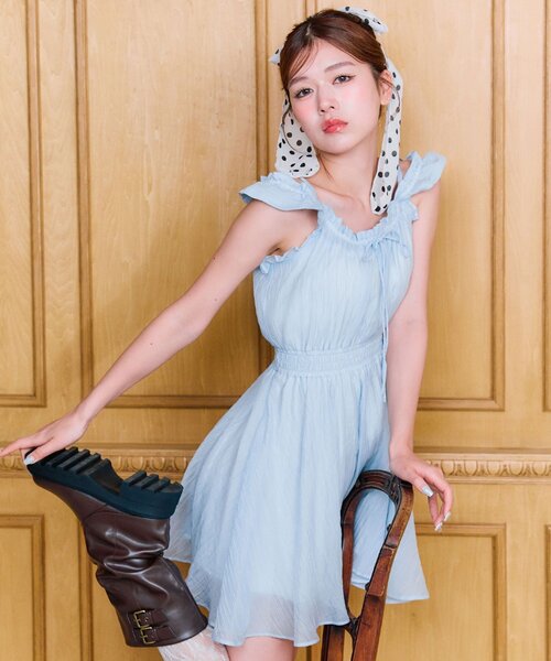 OLIVE des OLIVE（オリーブデオリーブ）の「チュニックワンピース（ワンピース・レディース・ブラック/サックスブルー/ホワイト/オフホワイト・FREE）」の4枚目の写真