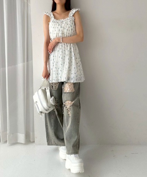 OLIVE des OLIVE（オリーブデオリーブ）の「チュニックワンピース（ワンピース・レディース・ブラック/サックスブルー/ホワイト/オフホワイト・FREE）」の17枚目の写真