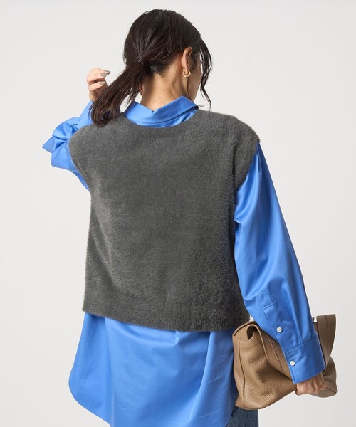 green label relaxing(グリーンレーベルリラクシング)の「フラッフフェザー 2WAY フレンチスリーブ ニット -ウォッシャブル-(ニット/セーター・レディース・オフホワイト/ライトブルー/ダークブラウン/ダークグレー・FREE)」の9枚目の写真