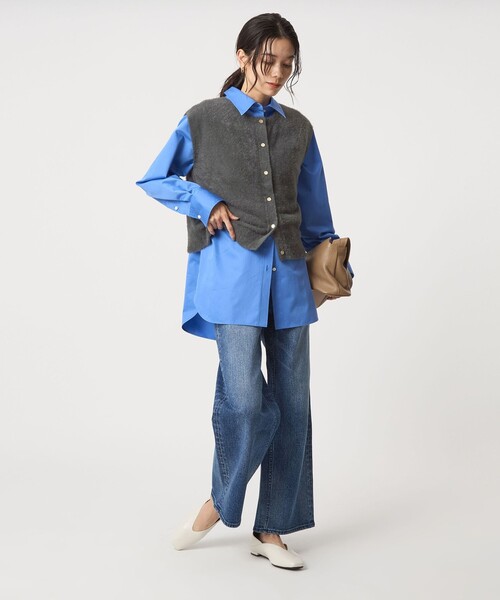 green label relaxing(グリーンレーベルリラクシング)の「フラッフフェザー 2WAY フレンチスリーブ ニット -ウォッシャブル-(ニット/セーター・レディース・オフホワイト/ライトブルー/ダークブラウン/ダークグレー・FREE)」の11枚目の写真