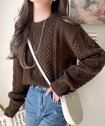 classicalelf（クラシカルエルフ）の「クラシカルなアラン編みが映える♪秋冬ムードをグッと高めるケーブルニットセーター（ニット/セーター）」