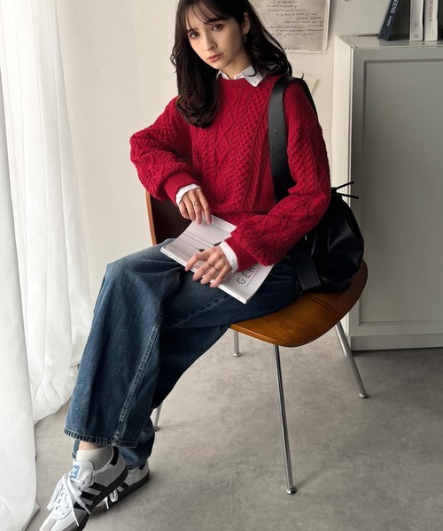 セール】クラシカルなアラン編みが映える♪秋冬ムードをグッと高める