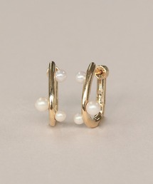 ノワールドプーペ　K10Yellow Gold 7粒淡水パールピアス スナップピアス K10イエローゴールド 淡水パール(フープピアス