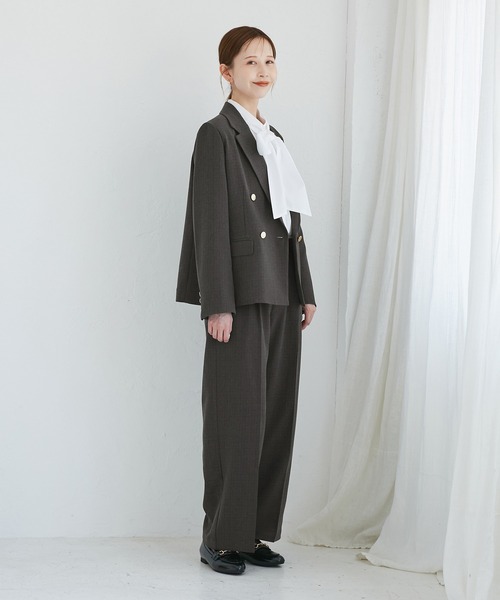 ROPE' PICNIC(ロペピクニック)の「レディハンサムシリーズ ウールライクウエストタックセミワイドパンツ/セットアップ対応(スラックス・レディース・ネイビー/ライトグレー/ベージュ系その他2/グレー/ブラック系その他・S/M/L)」の21枚目の写真