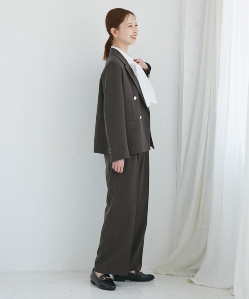 ROPE' PICNIC(ロペピクニック)の「レディハンサムシリーズ ウールライクウエストタックセミワイドパンツ/セットアップ対応(スラックス・レディース・ネイビー/ライトグレー/ベージュ系その他2/グレー/ブラック系その他・S/M/L)」の20枚目の写真