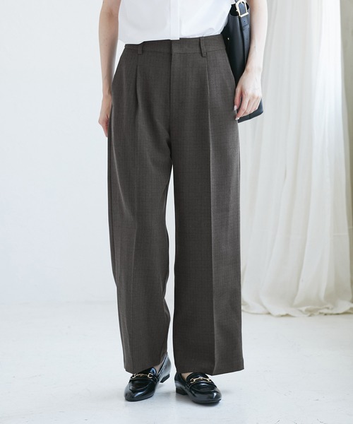 ROPE' PICNIC(ロペピクニック)の「レディハンサムシリーズ ウールライクウエストタックセミワイドパンツ/セットアップ対応(スラックス・レディース・ネイビー/ライトグレー/ベージュ系その他2/グレー/ブラック系その他・S/M/L)」の19枚目の写真