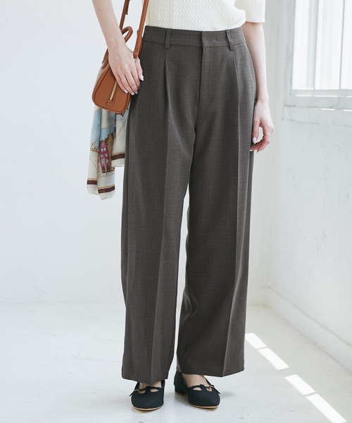 ROPE' PICNIC(ロペピクニック)の「レディハンサムシリーズ ウールライクウエストタックセミワイドパンツ/セットアップ対応(スラックス・レディース・ネイビー/ライトグレー/ベージュ系その他2/グレー/ブラック系その他・S/M/L)」の15枚目の写真