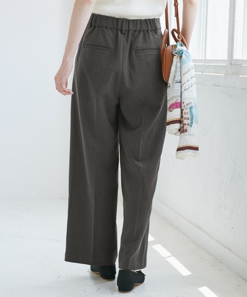 ROPE' PICNIC(ロペピクニック)の「レディハンサムシリーズ ウールライクウエストタックセミワイドパンツ/セットアップ対応(スラックス・レディース・ネイビー/ライトグレー/ベージュ系その他2/グレー/ブラック系その他・S/M/L)」の14枚目の写真