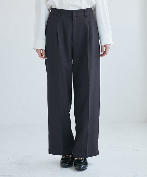 ROPE' PICNIC(ロペピクニック)の「レディハンサムシリーズ ウールライクウエストタックセミワイドパンツ/セットアップ対応(スラックス・レディース・ネイビー/ライトグレー/ベージュ系その他2/グレー/ブラック系その他・S/M/L)」の12枚目の写真