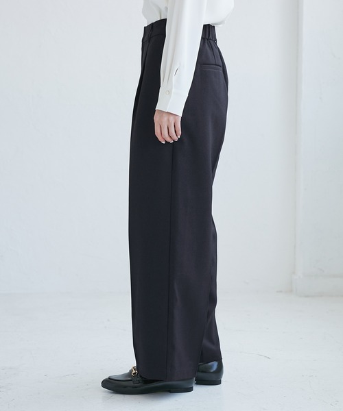 ROPE' PICNIC(ロペピクニック)の「レディハンサムシリーズ ウールライクウエストタックセミワイドパンツ/セットアップ対応(スラックス・レディース・ネイビー/ライトグレー/ベージュ系その他2/グレー/ブラック系その他・S/M/L)」の11枚目の写真