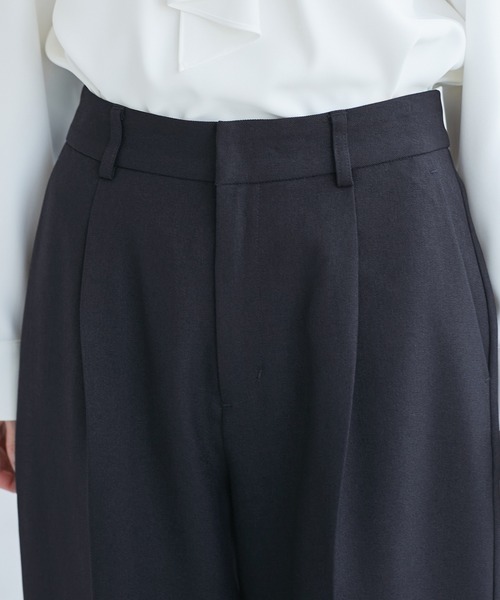 ROPE' PICNIC(ロペピクニック)の「レディハンサムシリーズ ウールライクウエストタックセミワイドパンツ/セットアップ対応(スラックス・レディース・ネイビー/ライトグレー/ベージュ系その他2/グレー/ブラック系その他・S/M/L)」の9枚目の写真