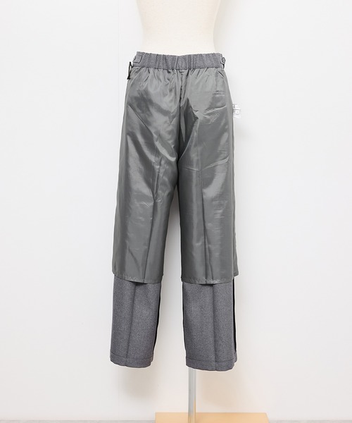 レディハンサムシリーズ ウールライクウエストタックセミワイドパンツ